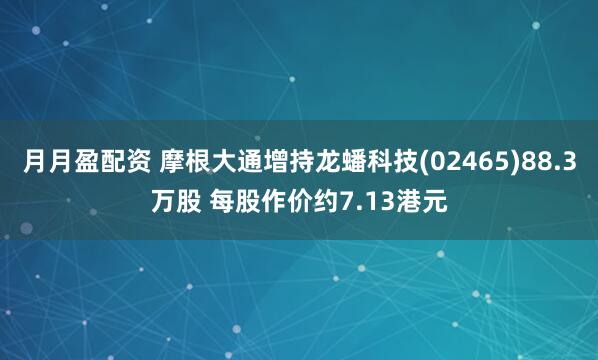 月月盈配资 摩根大通增持龙蟠科技(02465)88.3万股 每股作价约7.13港元