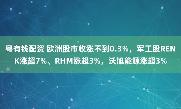 粤有钱配资 欧洲股市收涨不到0.3%，军工股RENK涨超7%、RHM涨超3%，沃旭能源涨超3%