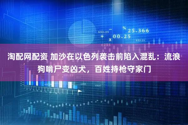 淘配网配资 加沙在以色列袭击前陷入混乱：流浪狗啃尸变凶犬，百姓持枪守家门