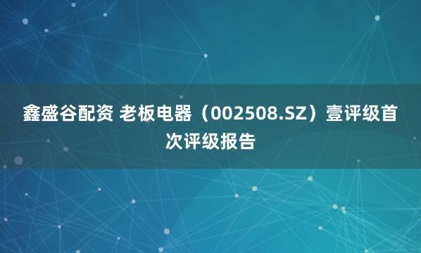 鑫盛谷配资 老板电器（002508.SZ）壹评级首次评级报告